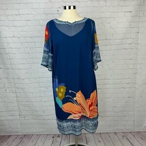 Soft Surroundings Blue Flutter Sleeve Midi Dress
